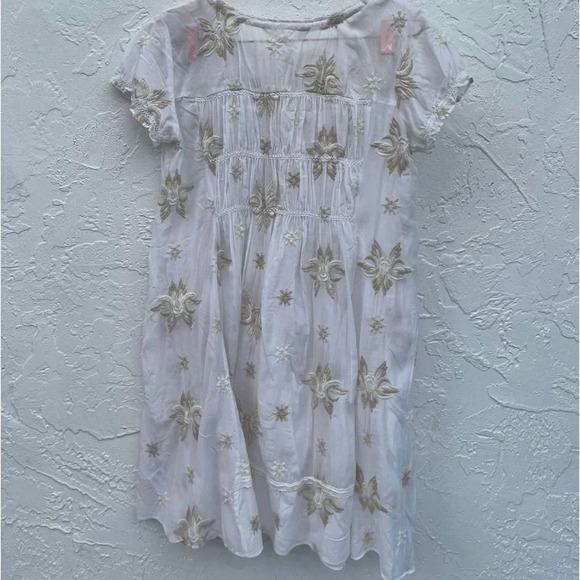 Anthropology Odd Molly Womens Embroidered Floral Mini Dress White Sz Medium - Picture 12 of 12